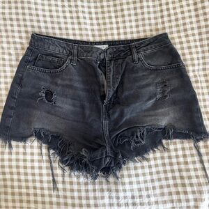 Forever 21 Washed Black Distressed Jean Shorts